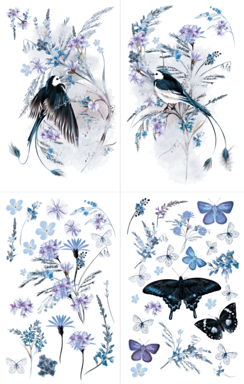 Oiseau Blue 94.5x60cm