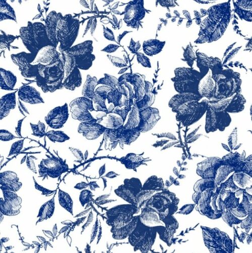 SKETCHED BLUE FLOWERS Papier de riz de Dixie Belle (30x32cm)