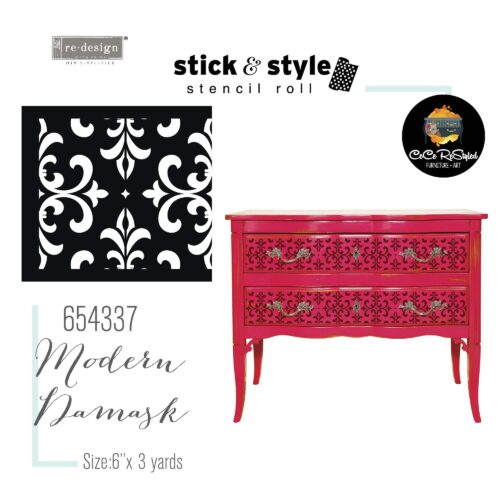 Pochoir rouleau “Modern Damask” Stick & Style Stencil Roll by CeCe ReStyled* 