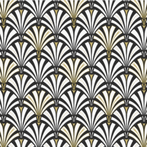 Palmette Noir Blanc Or - Papier découpage (50 x 76 cm)