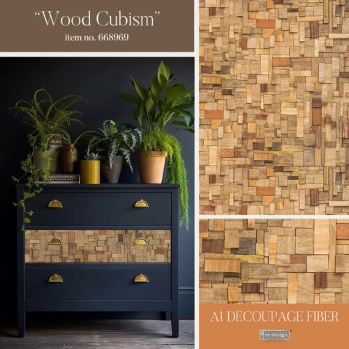 Wood Cubism - Papier Découpage Fibre Redesign A1 – Image 2