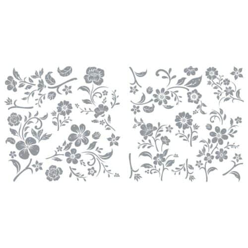 Blooms  –  Metallic Silver Foil Accent 30x30cm