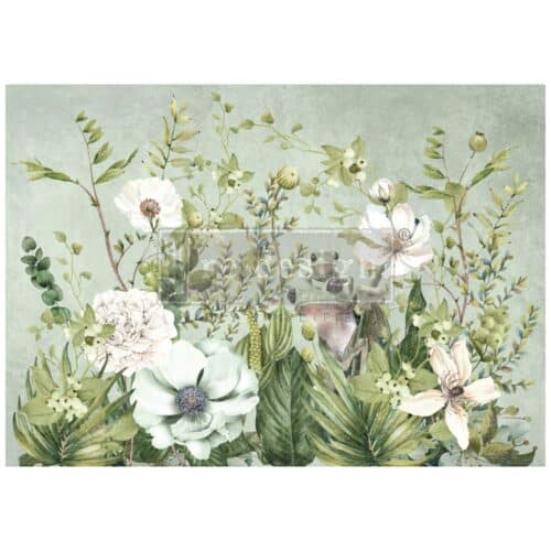 Froggy Meadow Greens - Papier Découpage Fibre A1 Redesign with Prima