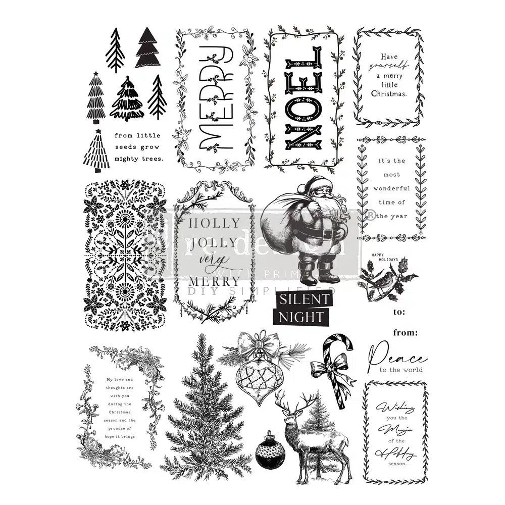 Merry and Bright Tags - Tampon Redesign with Prima - 12,70 x 25,40 cm