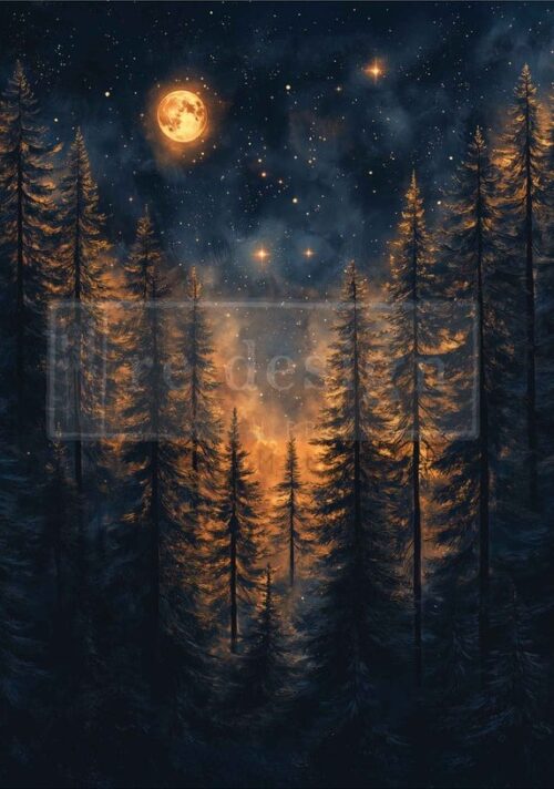 Moonlit Forest - Papier Découpage Fibre A1 Redesign with Prima