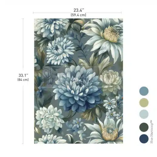 Mystic Blue Florals - Papier Découpage Fibre A1 Redesign with Prima – Image 2