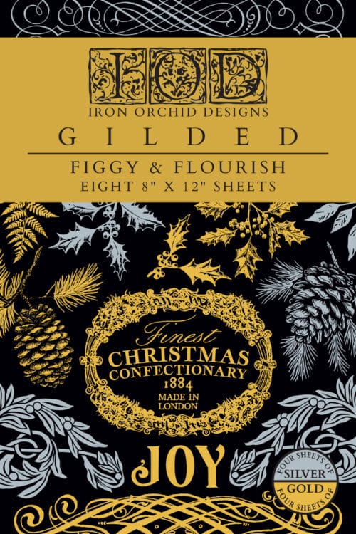 Figgy & Flourish - Gold & Silver Foil Transfert IOD - 20,32 x 30,48 cm