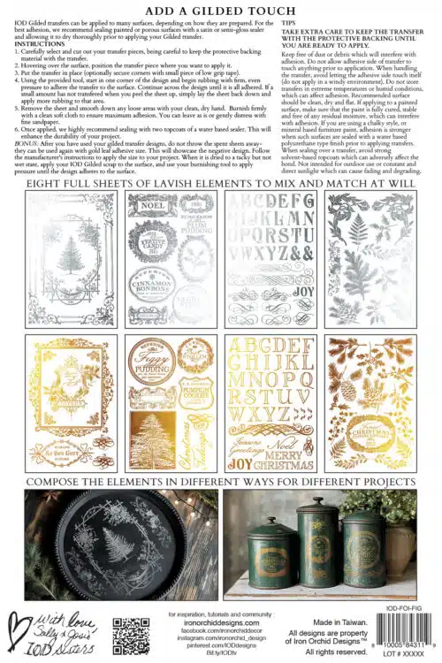 Figgy & Flourish - Gold & Silver Foil Transfert IOD - 20,32 x 30,48 cm – Image 10