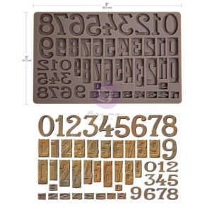 Letterpress Numbers - Moule silicone Finnabair with Prima - 12,70x20,32