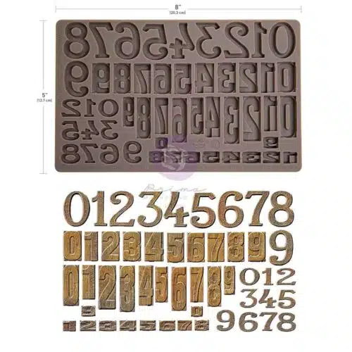Letterpress Numbers - Moule silicone Finnabair with Prima - 12,70x20,32