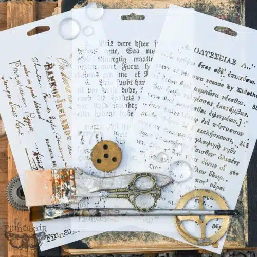 Old Pages - Set de Pochoirs Finnabair With Prima 15×23cm - Edition Limitée – Image 2