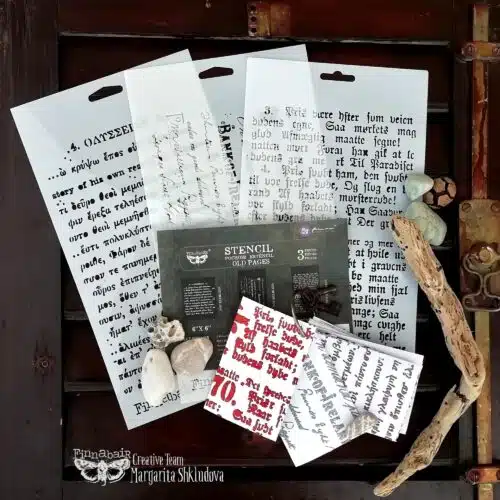 Old Pages - Set de Pochoirs Finnabair With Prima 15×23cm - Edition Limitée – Image 4