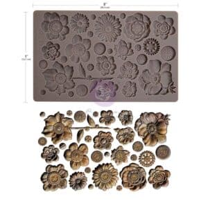 Rusty Flowers - Moule silicone Finnabair with Prima - 12,70x20,32cm
