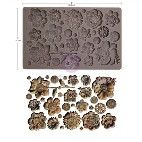 Rusty Flowers - Moule silicone Finnabair with Prima - 12,70x20,32cm