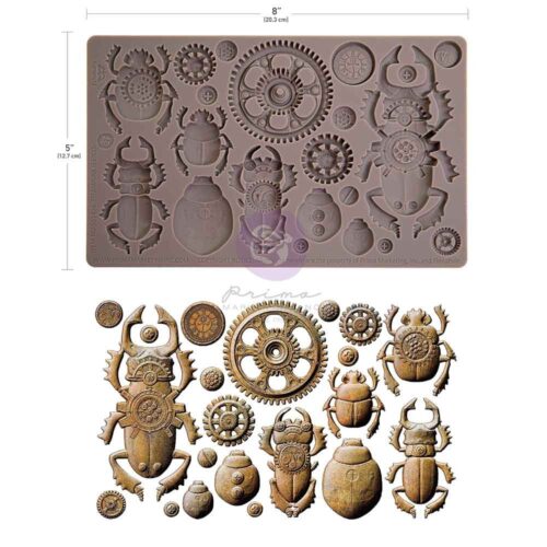Steampunk Beetles - Moule silicone Finnabair with Prima - 12,70x20,32