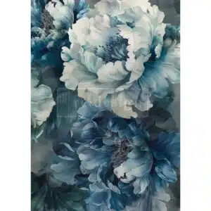 Sapphire Peony – Papier Découpage Fibre A3 Redesign with Prima